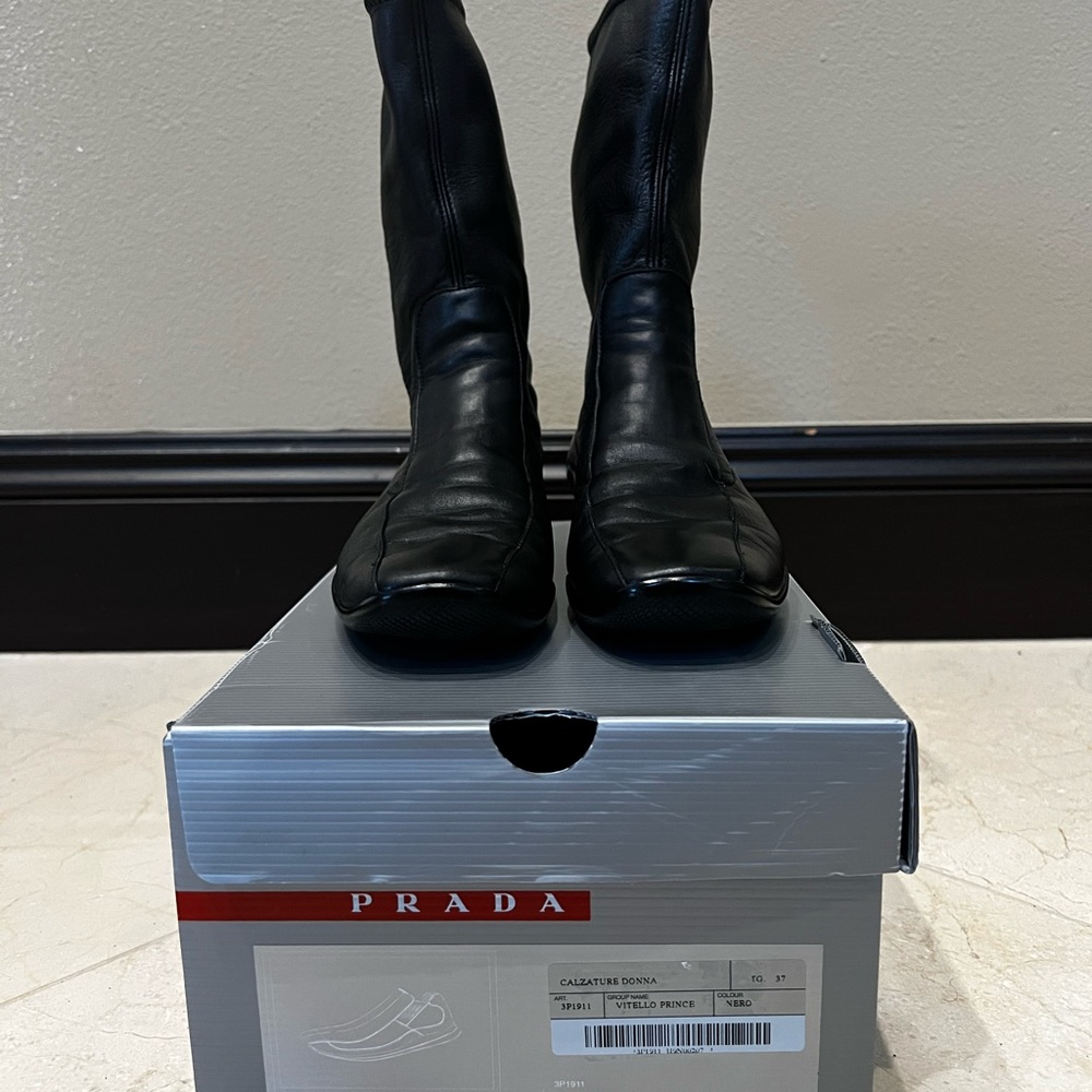 Prada Calzature "Donna" Nappa Calf Height Boots (Size 37)